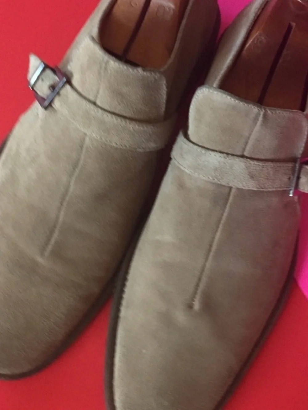 Kenneth  Cole nude suede  Monk Strap Shoes